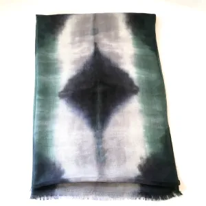 Scarf Spree: Hand Dyed Forest Green & Black Cashmere Silk Scarf 24x80"