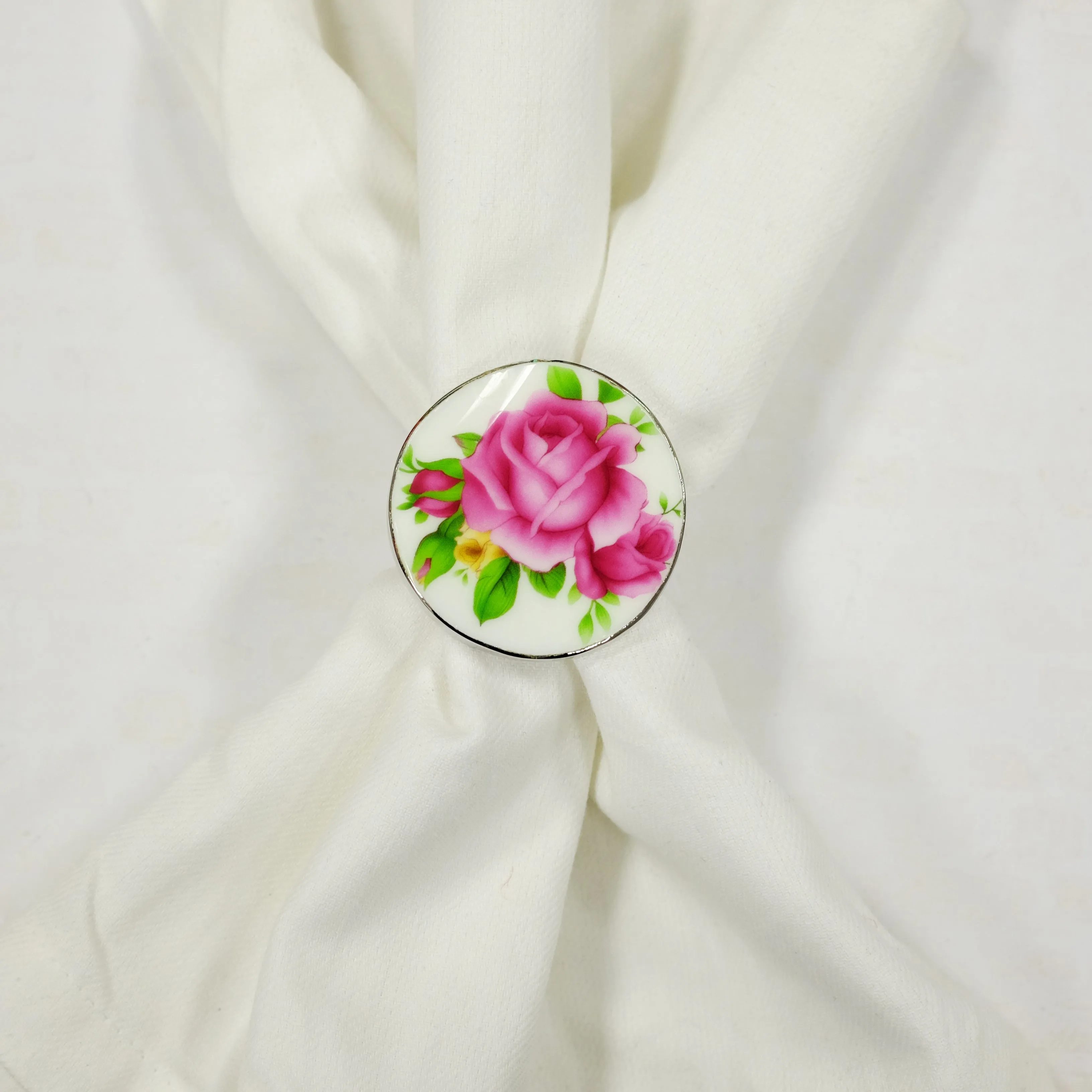 Set of 2 Fuchsia Floral Napkin Rings