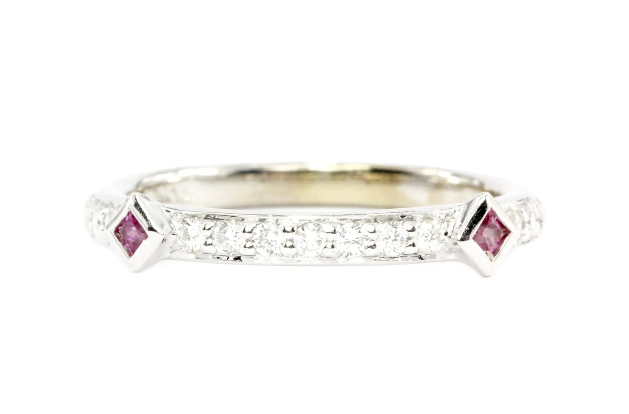 Set of 3 Stackable 14K White Gold Honora  .75 CTW Ruby & Diamond Bands