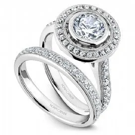 Shared Prong Halo Engagement Ring R040-02WM