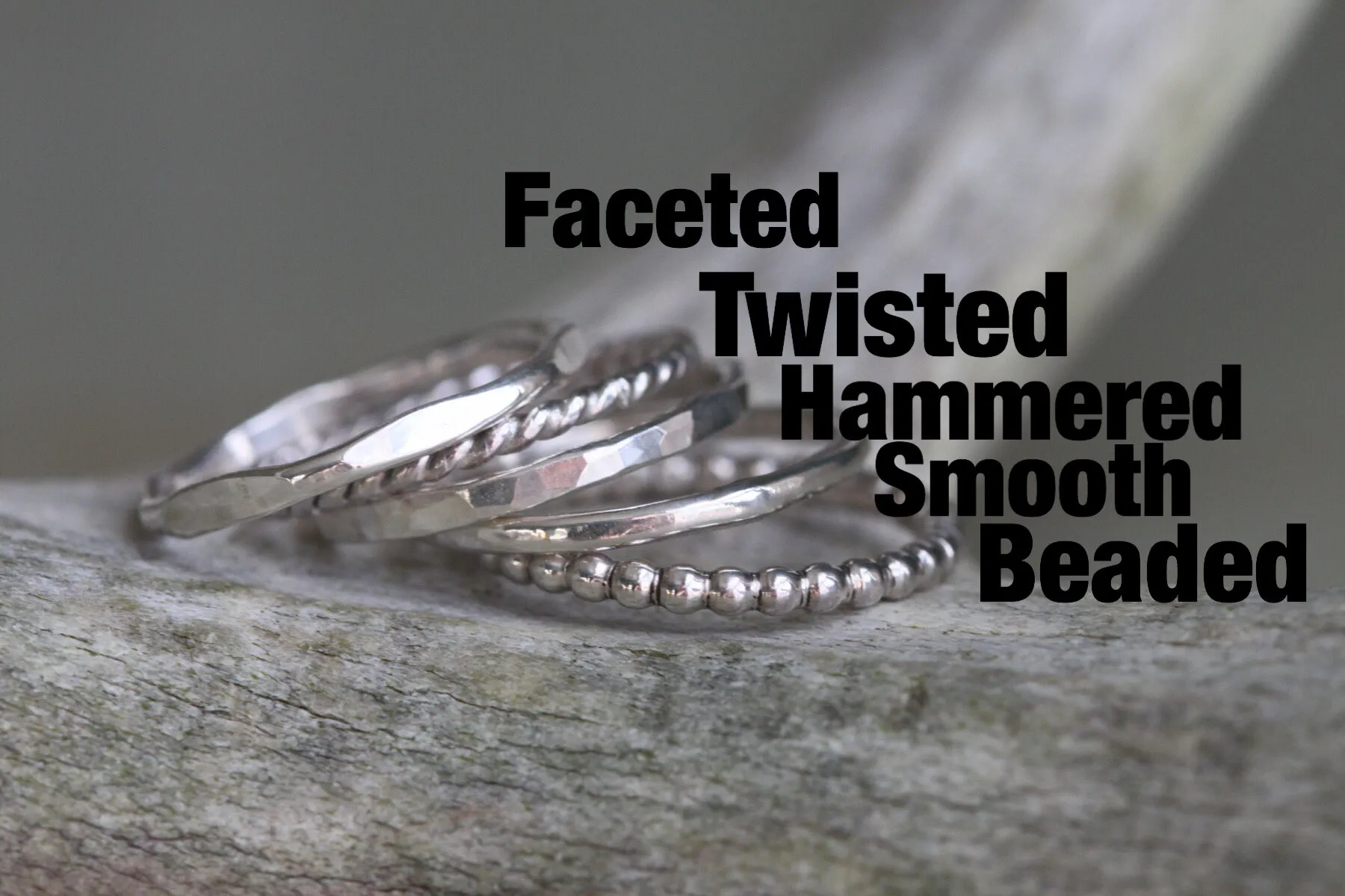 Silver Drop Initial Ring Set - Two Letters