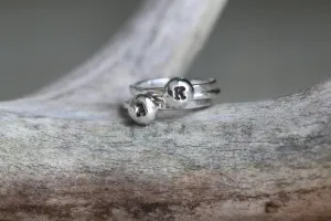 Silver Drop Initial Ring Set - Two Letters