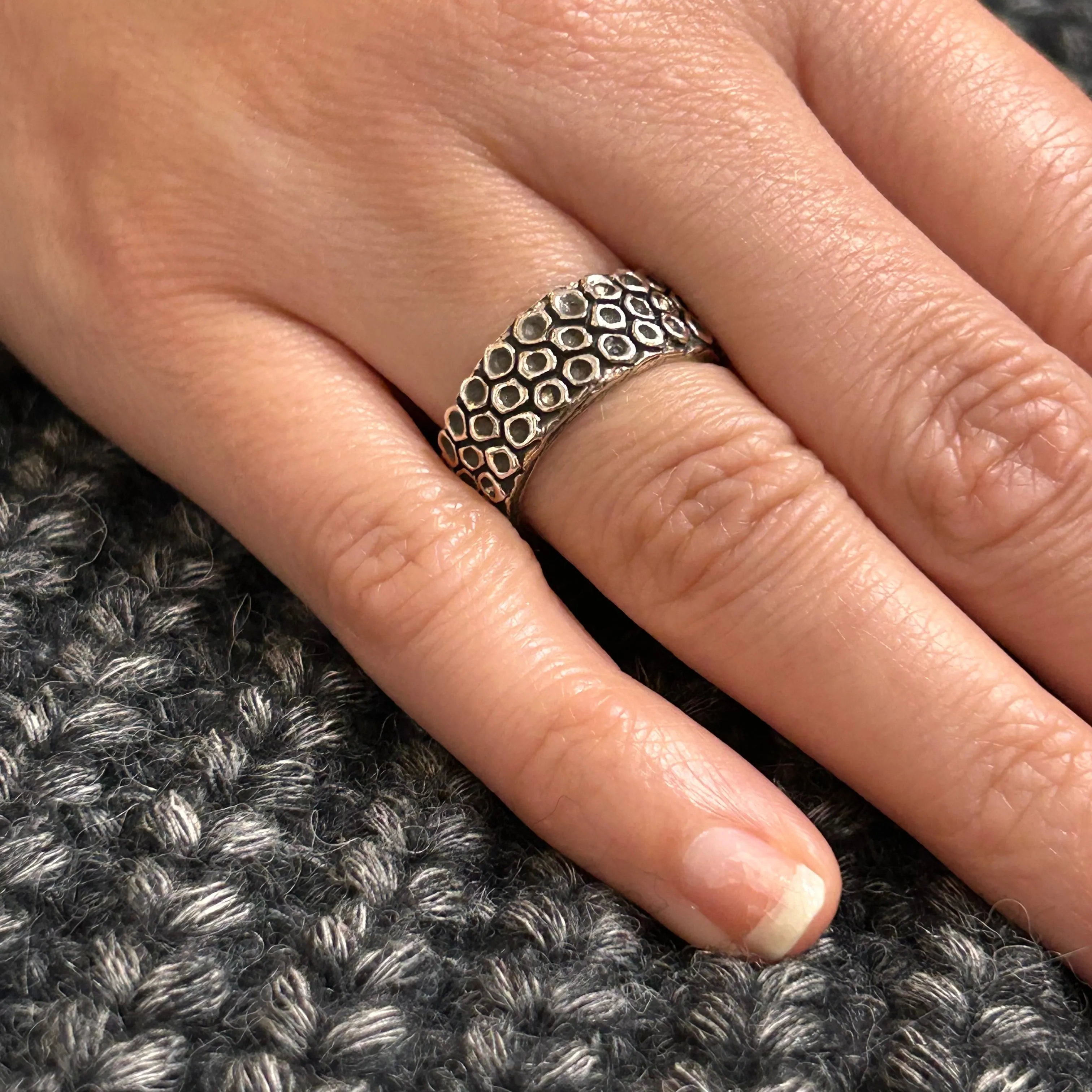 Silver Honeycomb Ring