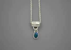 Silver Little Stars Opal Necklace OOAK