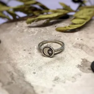 Silver Moon and Star Celestial Ring