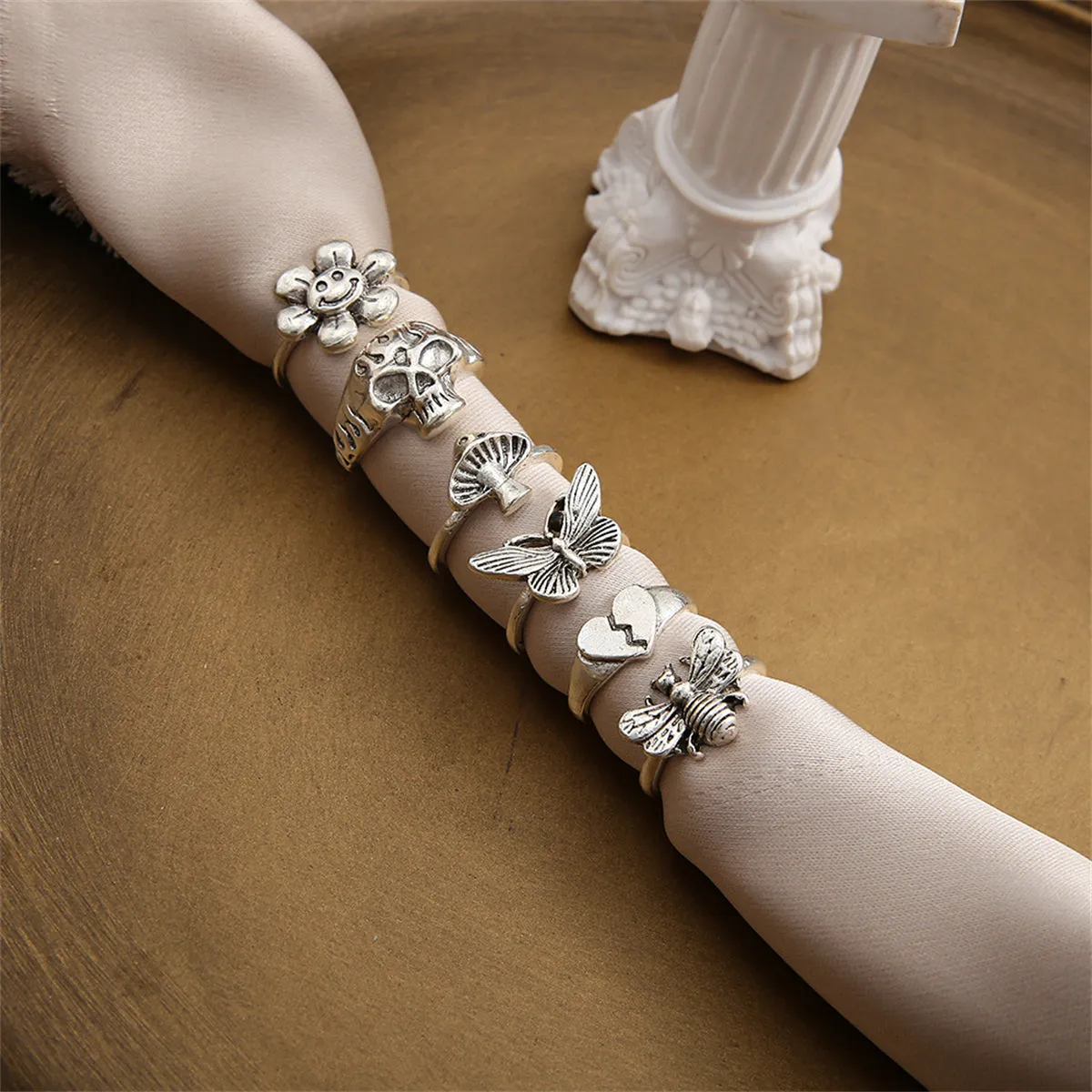 Silver-Plated Wildlife Ring Set