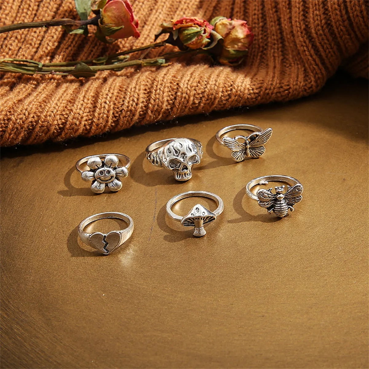 Silver-Plated Wildlife Ring Set