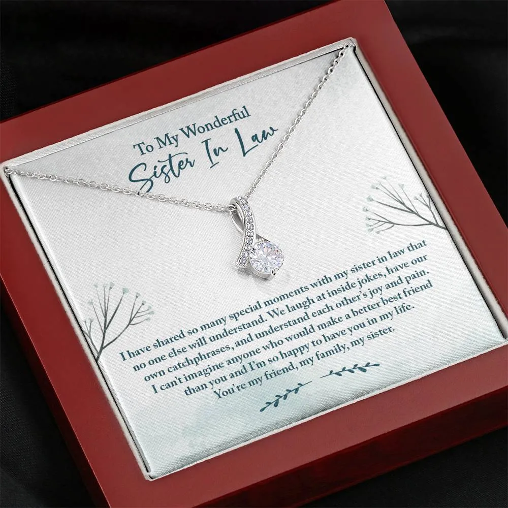 Sister In Law Necklace: Sister-In-Law Birthday Gift, Amazing Sister In Law Gift, Petite Ribbon