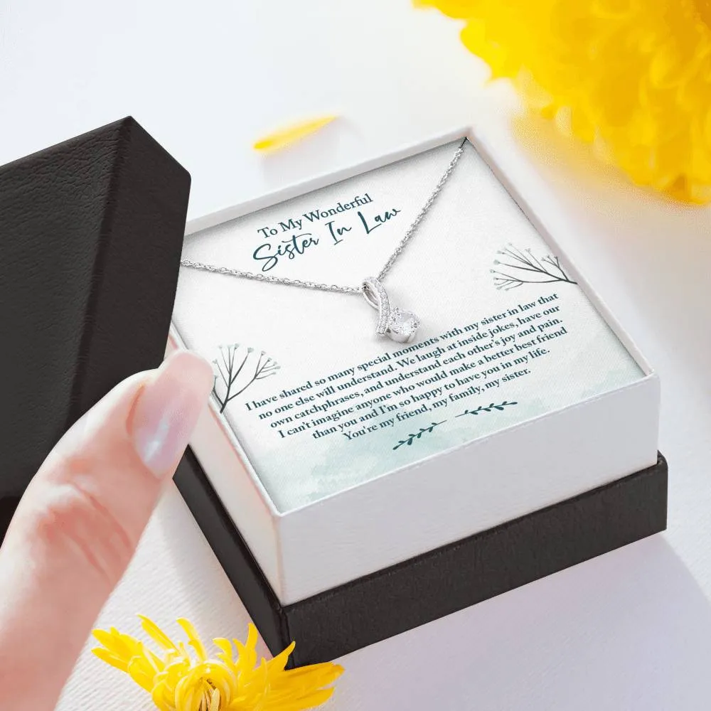 Sister In Law Necklace: Sister-In-Law Birthday Gift, Amazing Sister In Law Gift, Petite Ribbon