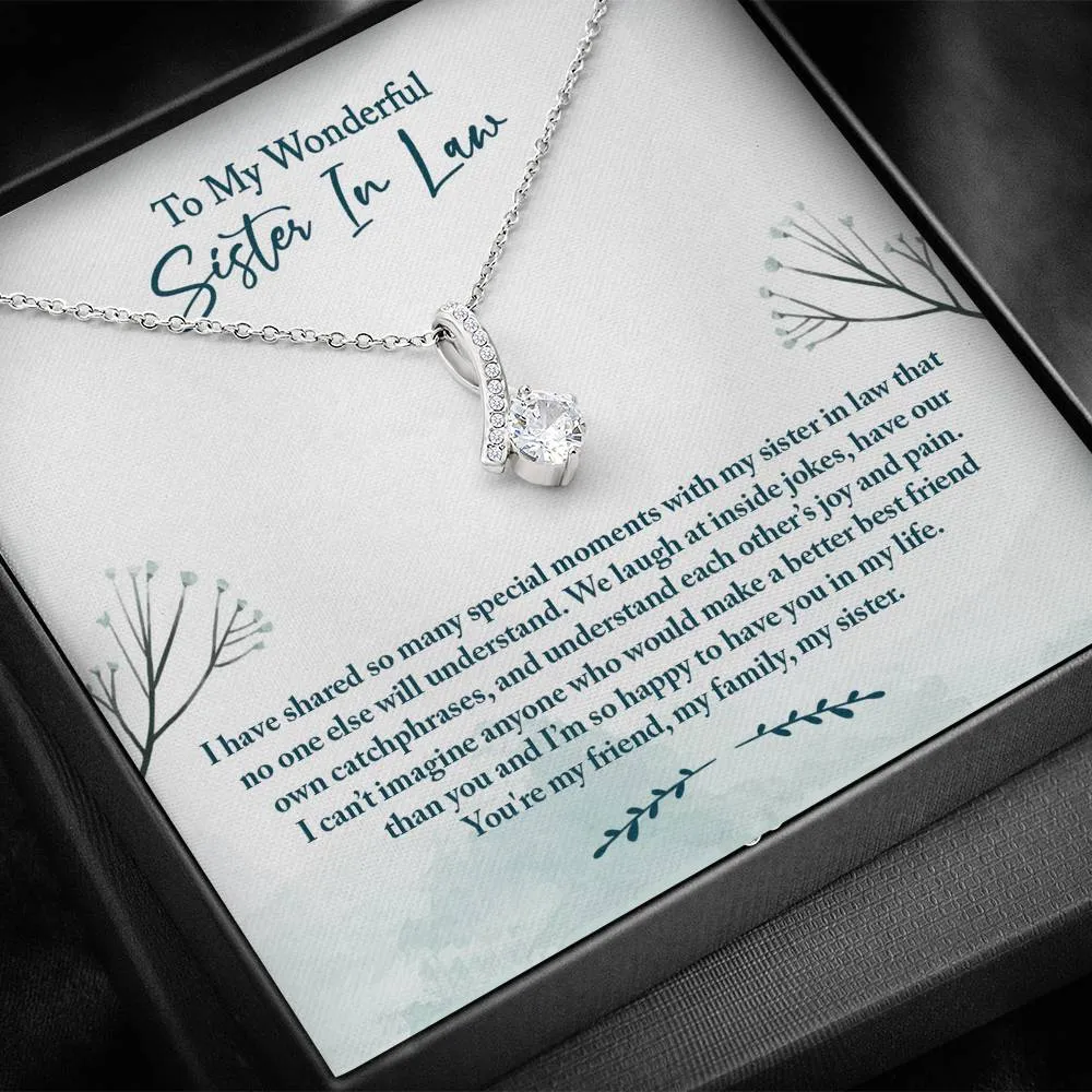 Sister In Law Necklace: Sister-In-Law Birthday Gift, Amazing Sister In Law Gift, Petite Ribbon