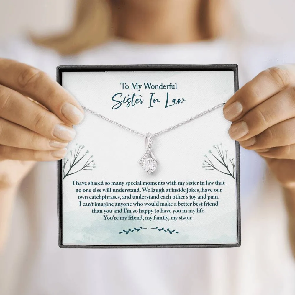 Sister In Law Necklace: Sister-In-Law Birthday Gift, Amazing Sister In Law Gift, Petite Ribbon