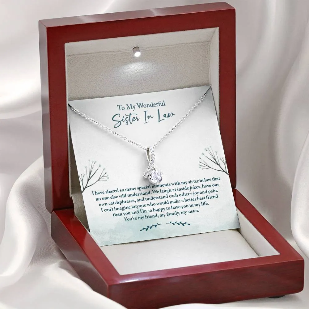 Sister In Law Necklace: Sister-In-Law Birthday Gift, Amazing Sister In Law Gift, Petite Ribbon