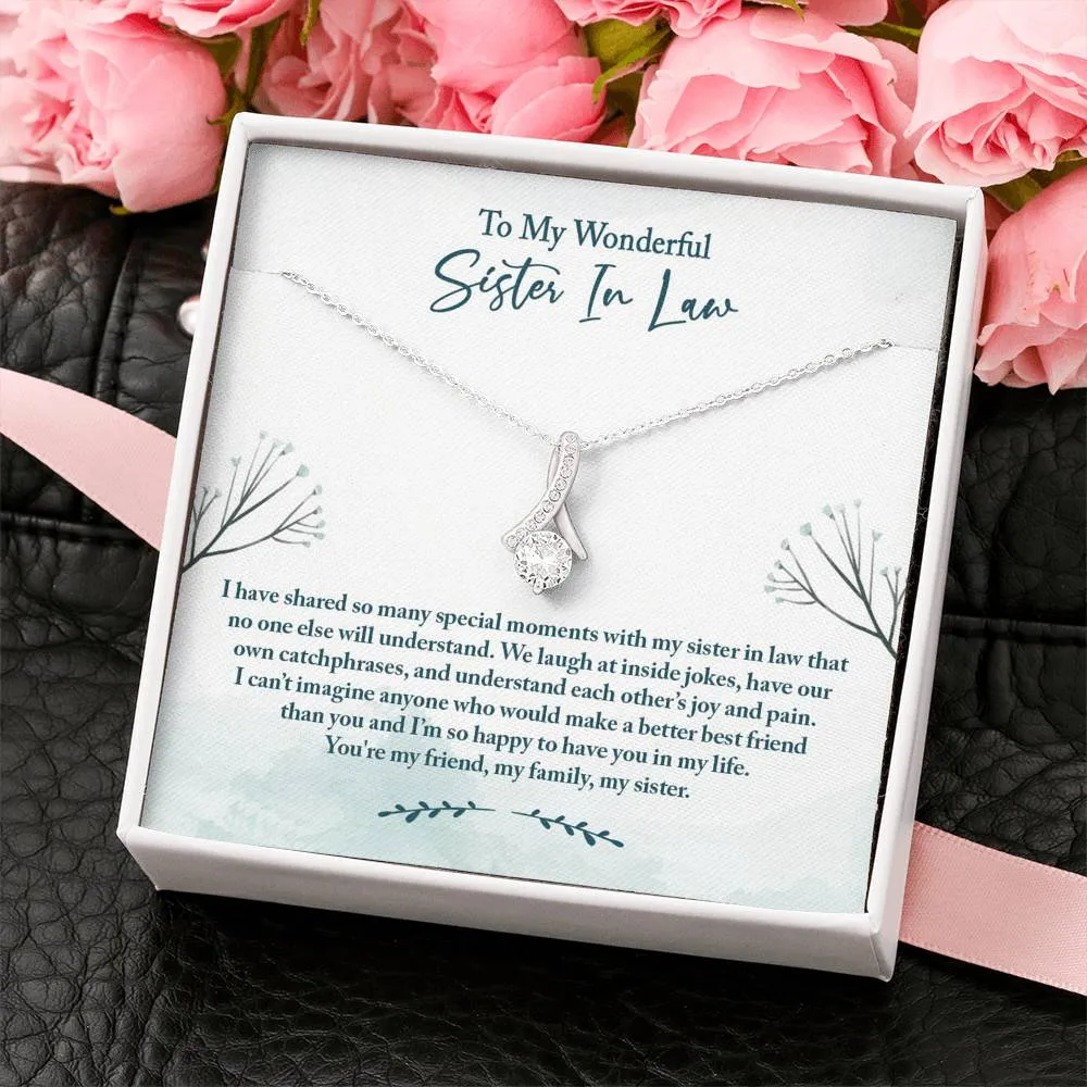 Sister In Law Necklace: Sister-In-Law Birthday Gift, Amazing Sister In Law Gift, Petite Ribbon
