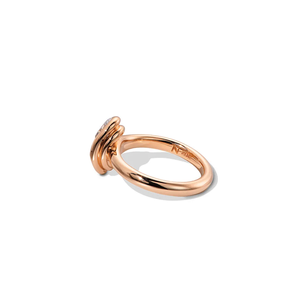 Sleeping Oval Solitaire Ring - Diamond