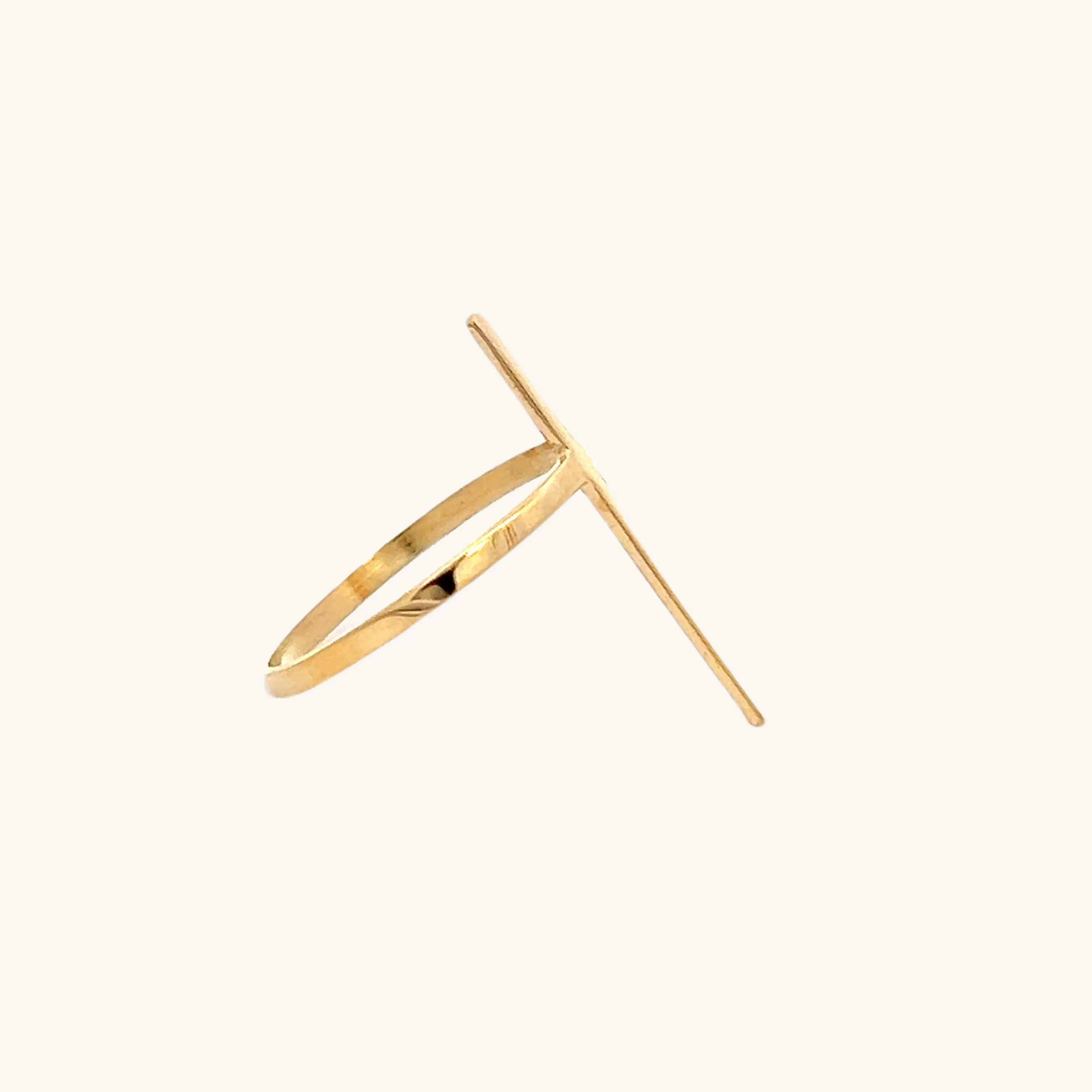 SOLID 14K YELLOW GOLD THIN CROSS RING
