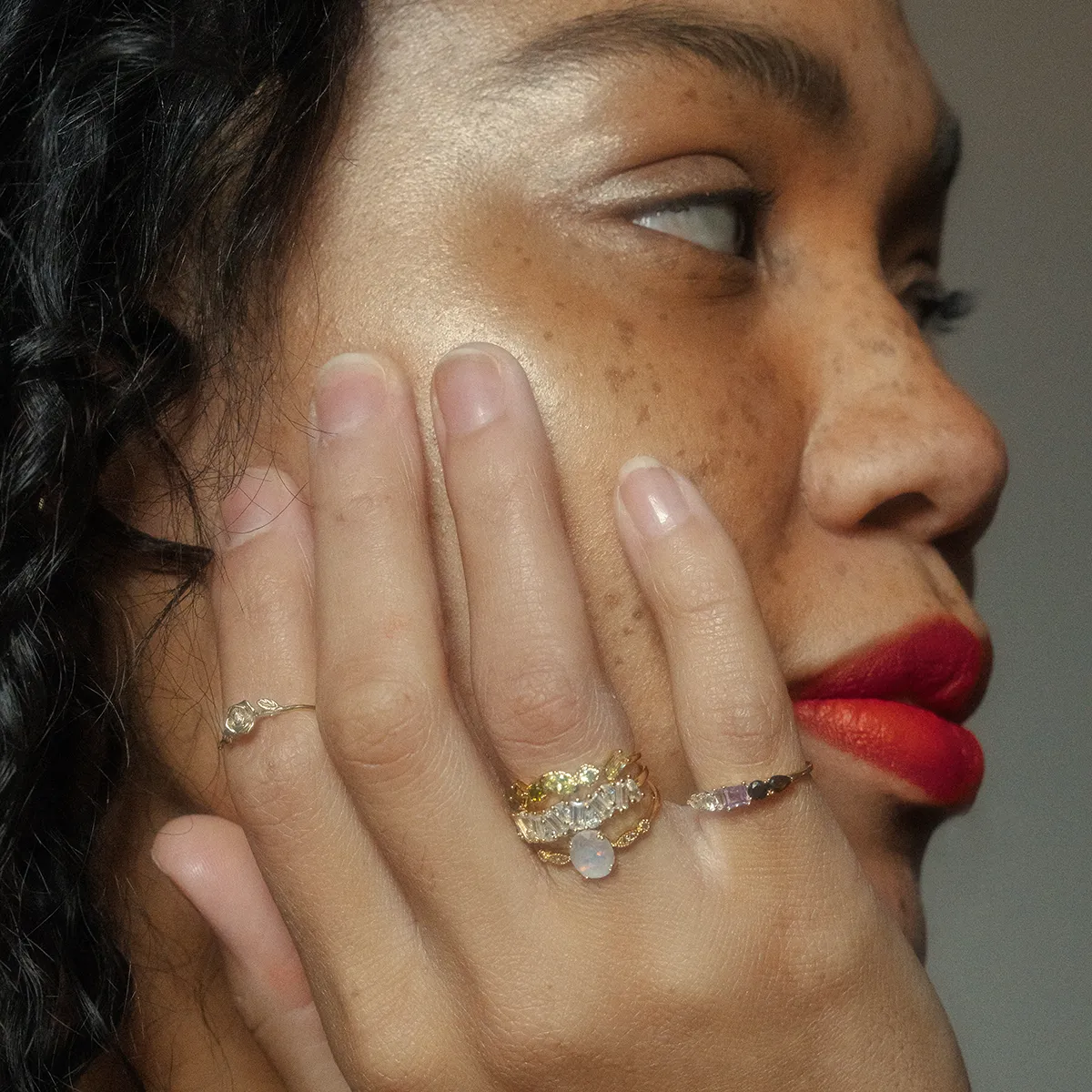 Solid Gold Modern Ombre Birthstone Ring