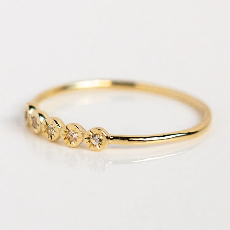 Solid Gold White Sapphire Starlight Ring