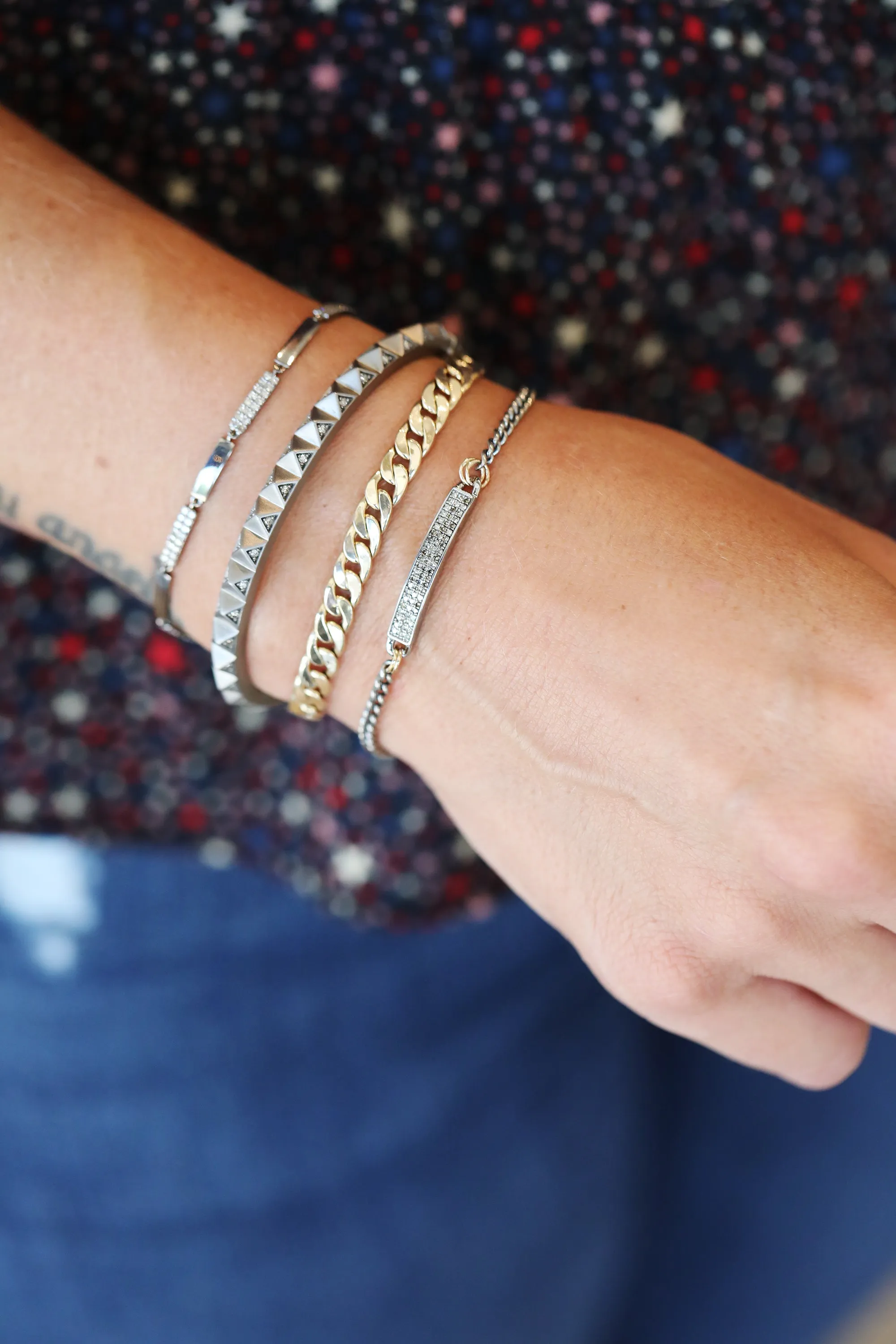 Solid Silver Pave Diamond ID Cuban Bracelet