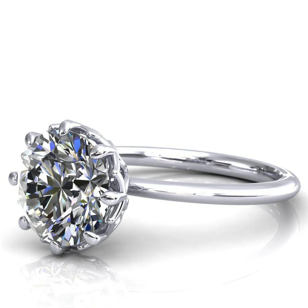 Sparkle of Falling Rain Drops Round Center Stone Engagement Ring