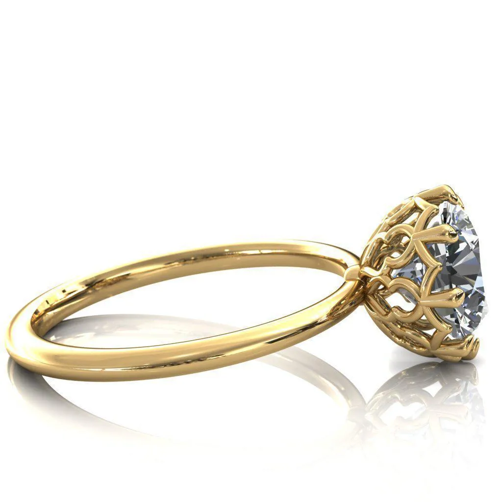Sparkle of Falling Rain Drops Round Center Stone Engagement Ring