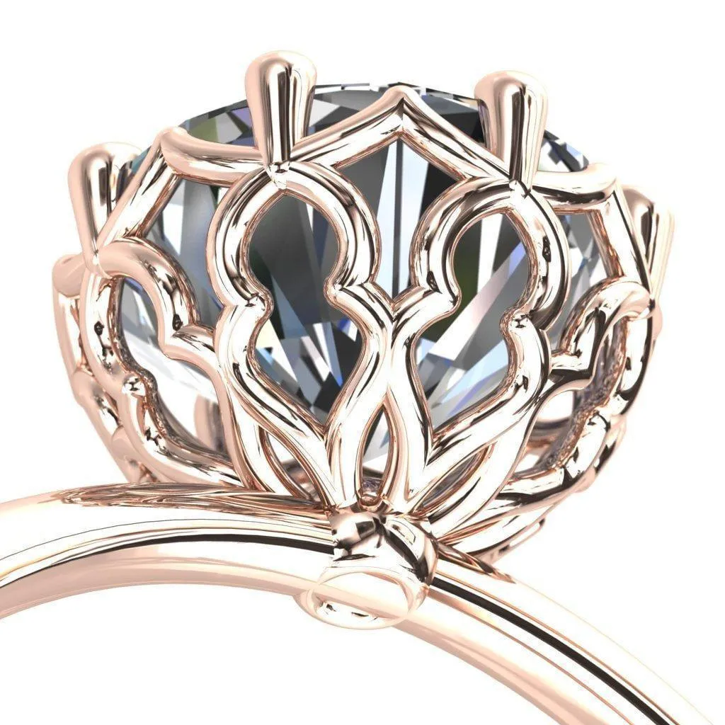 Sparkle of Falling Rain Drops Round Center Stone Engagement Ring