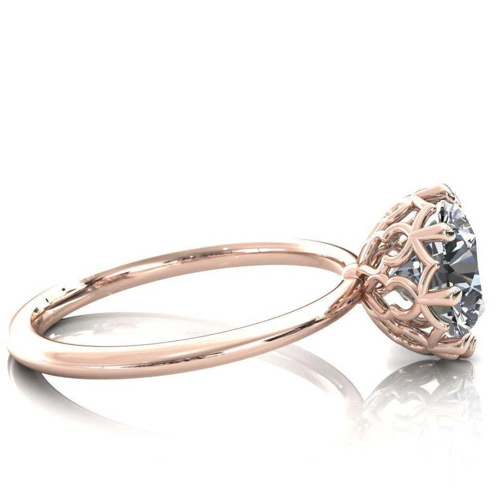 Sparkle of Falling Rain Drops Round Center Stone Engagement Ring
