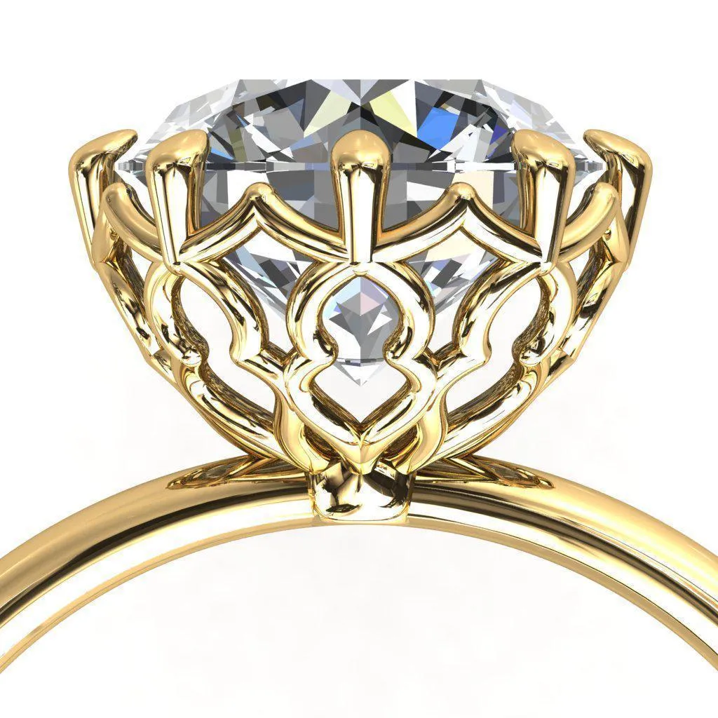 Sparkle of Falling Rain Drops Round Center Stone Engagement Ring