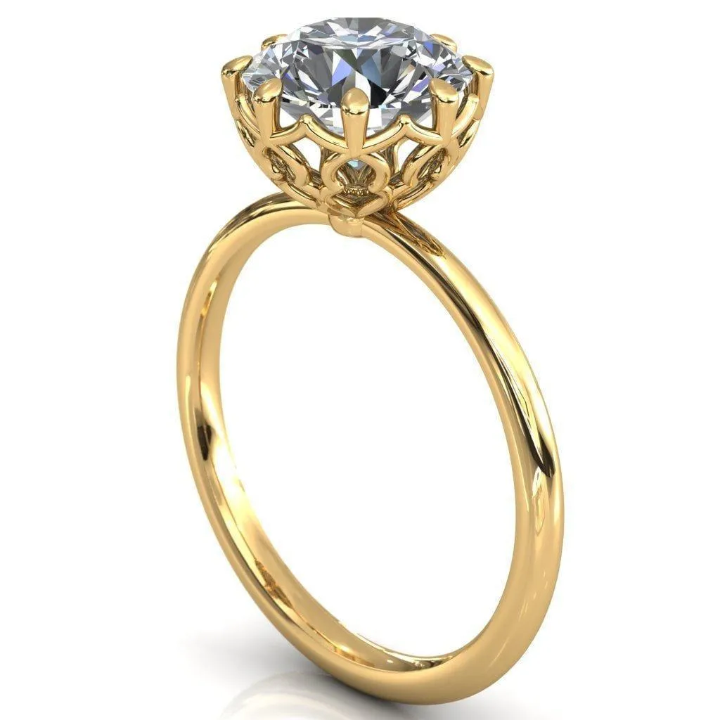 Sparkle of Falling Rain Drops Round Center Stone Engagement Ring