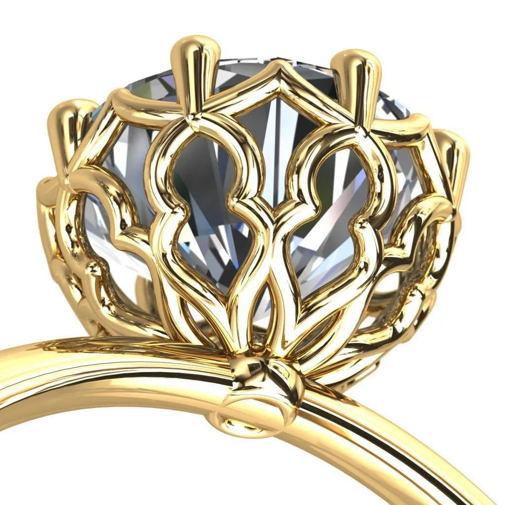 Sparkle of Falling Rain Drops Round Center Stone Engagement Ring