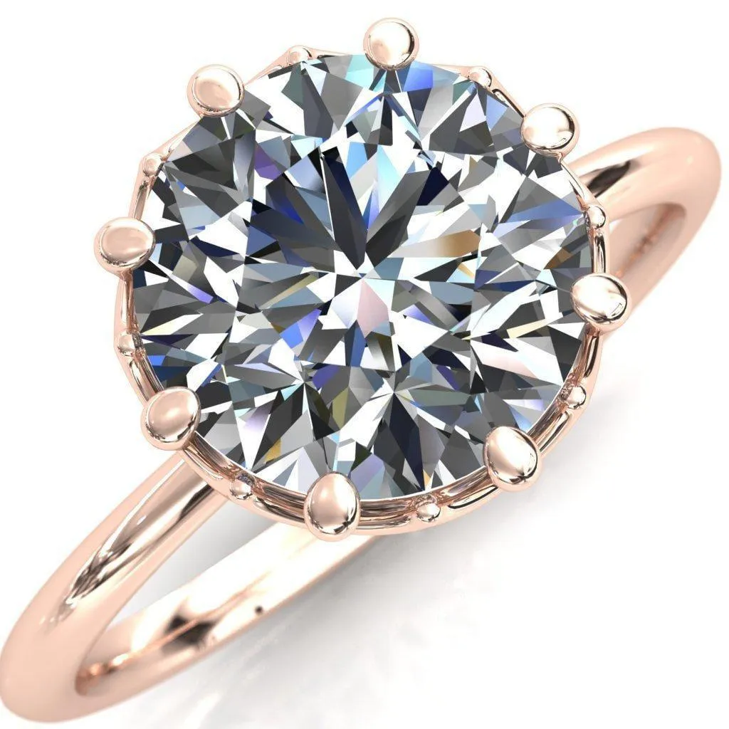 Sparkle of Falling Rain Drops Round Center Stone Engagement Ring