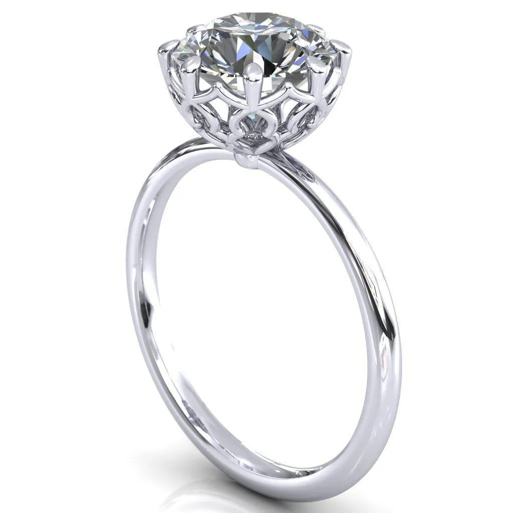 Sparkle of Falling Rain Drops Round Center Stone Engagement Ring