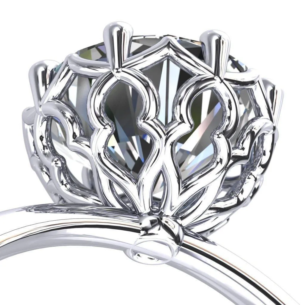 Sparkle of Falling Rain Drops Round Center Stone Engagement Ring