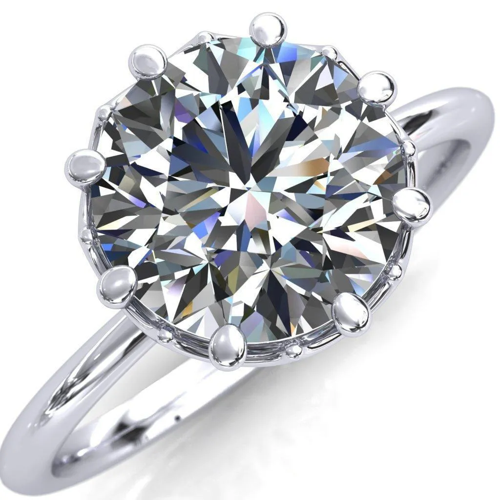 Sparkle of Falling Rain Drops Round Center Stone Engagement Ring
