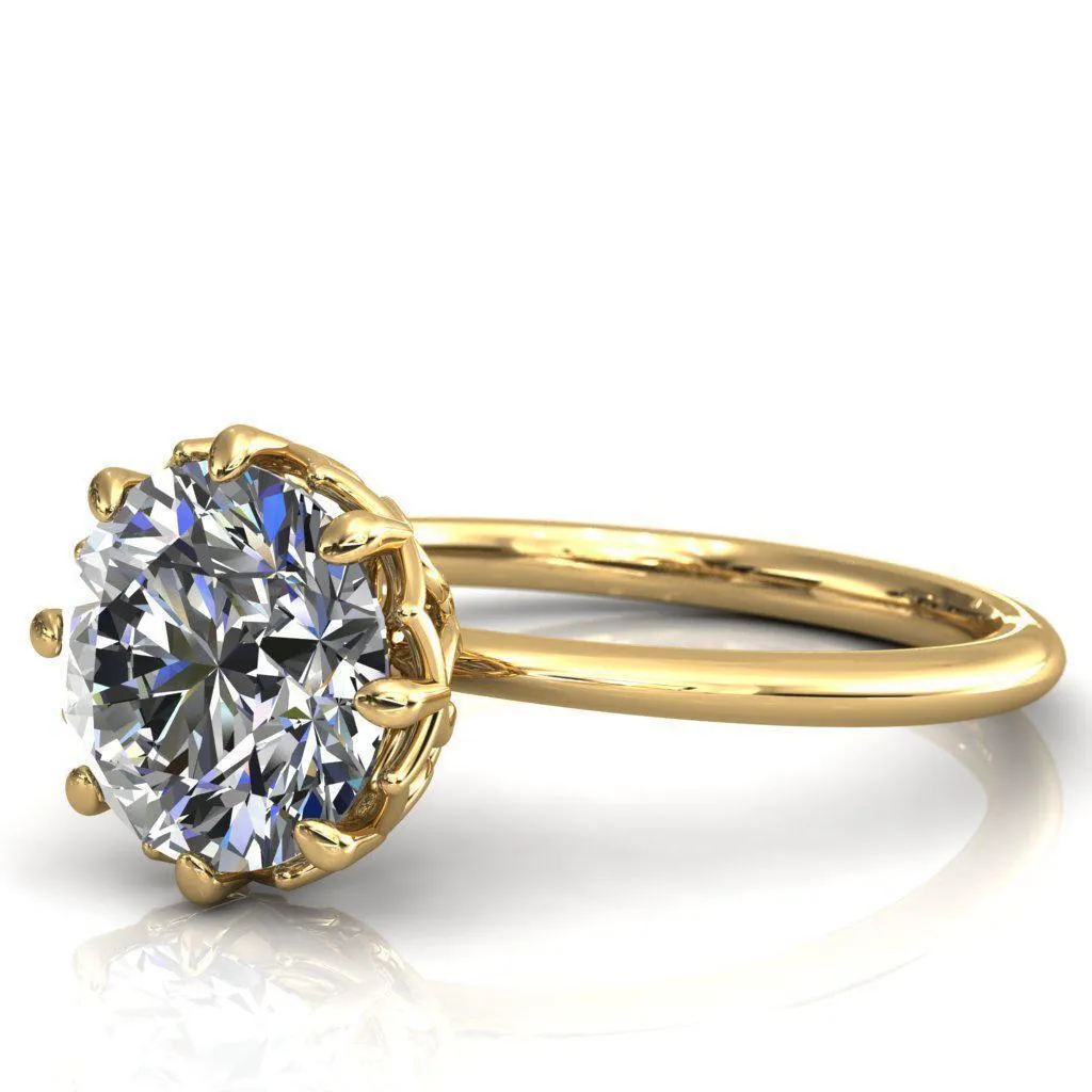 Sparkle of Falling Rain Drops Round Center Stone Engagement Ring