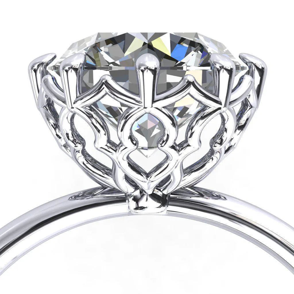 Sparkle of Falling Rain Drops Round Center Stone Engagement Ring