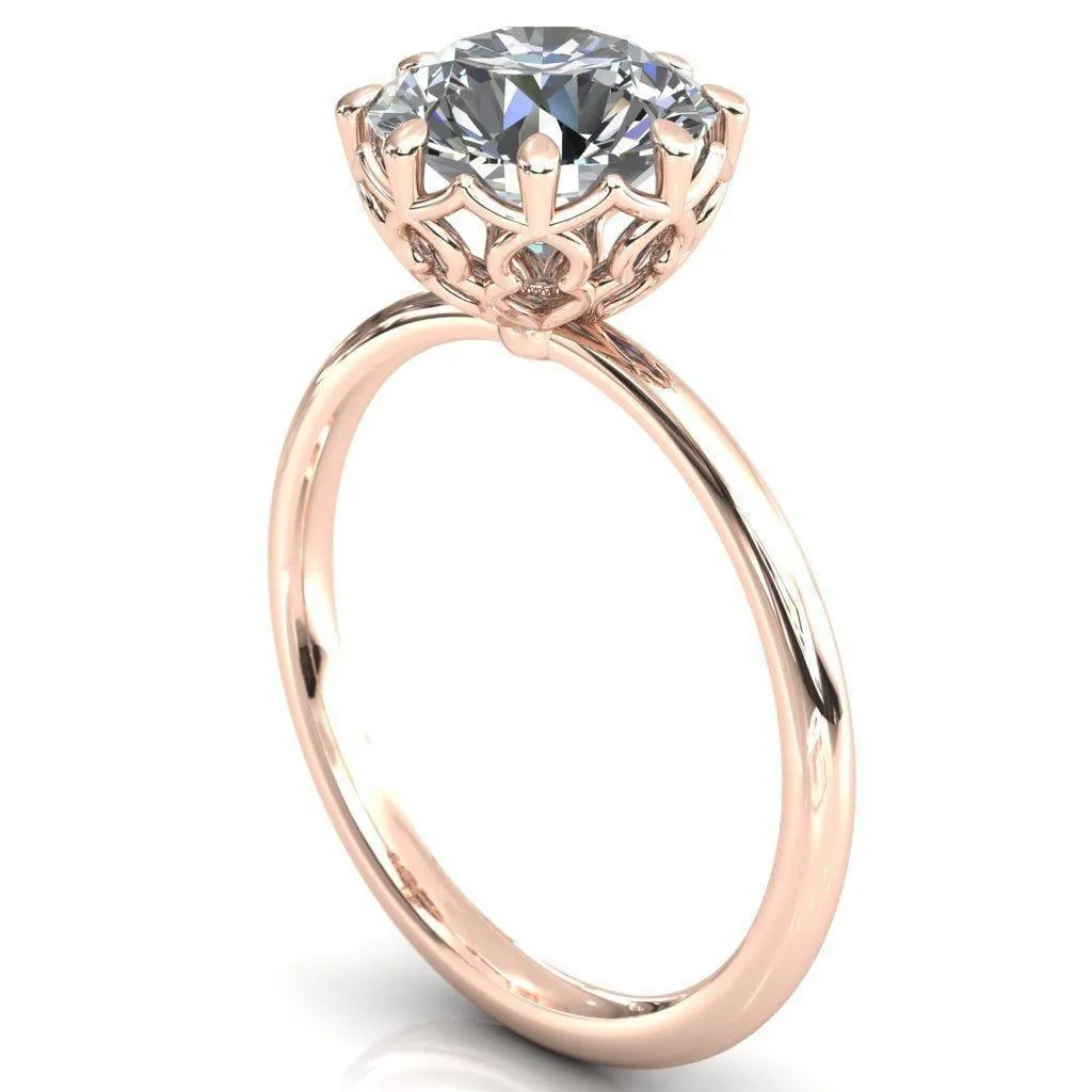 Sparkle of Falling Rain Drops Round Center Stone Engagement Ring