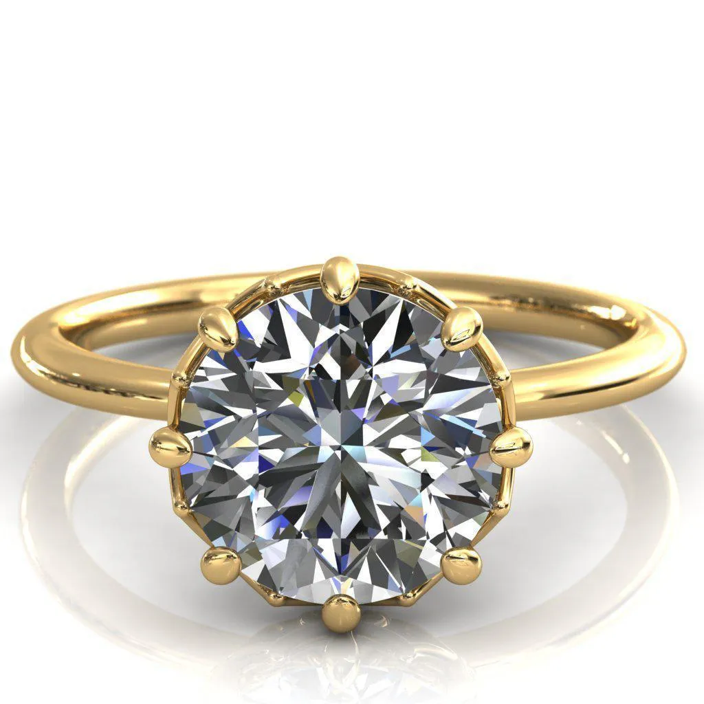 Sparkle of Falling Rain Drops Round Center Stone Engagement Ring