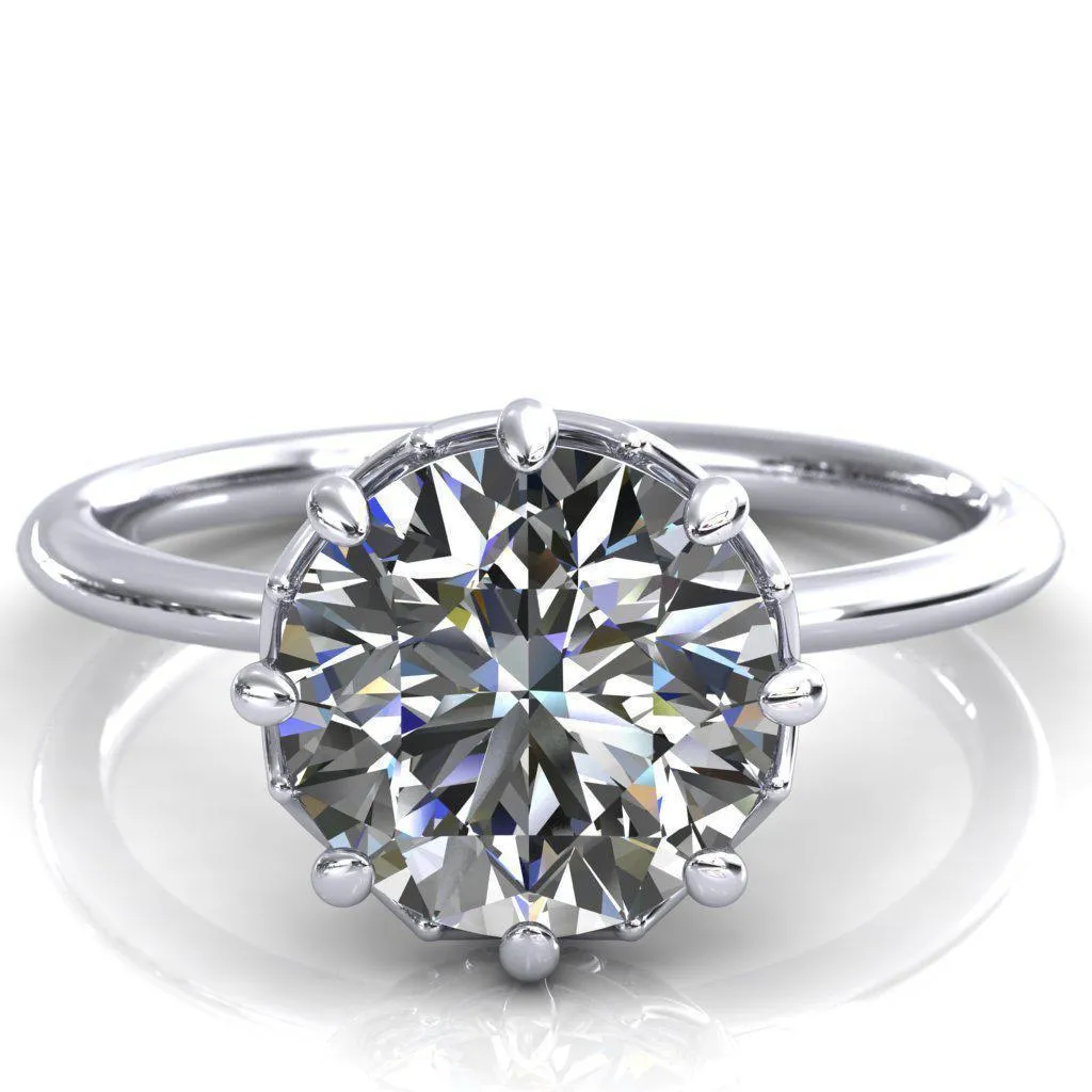 Sparkle of Falling Rain Drops Round Center Stone Engagement Ring