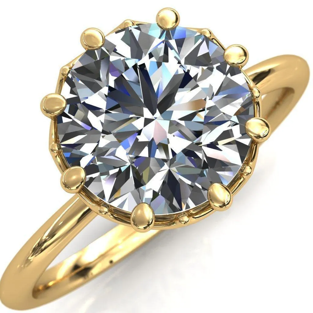 Sparkle of Falling Rain Drops Round Center Stone Engagement Ring