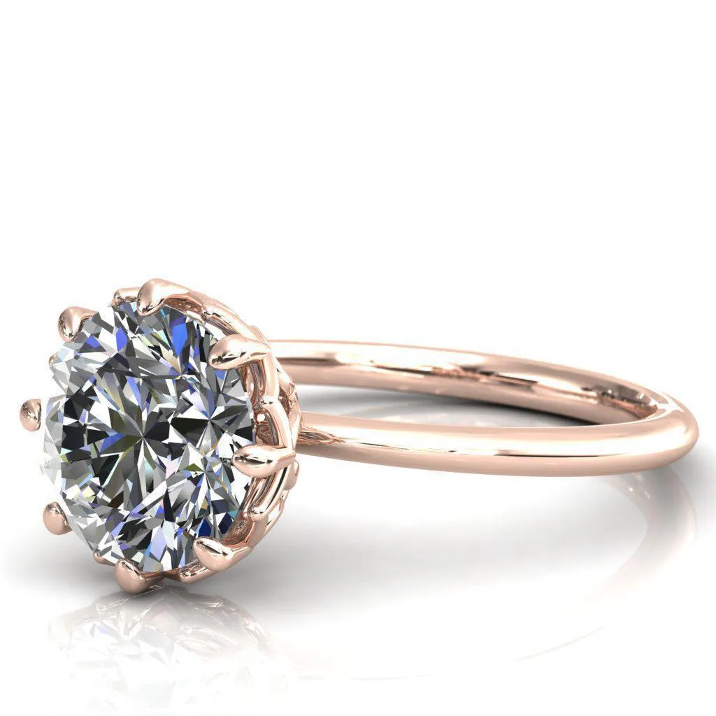 Sparkle of Falling Rain Drops Round Center Stone Engagement Ring