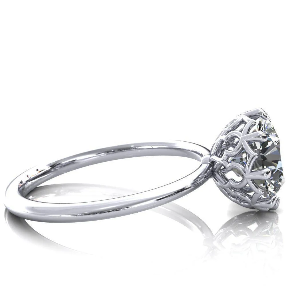 Sparkle of Falling Rain Drops Round Center Stone Engagement Ring