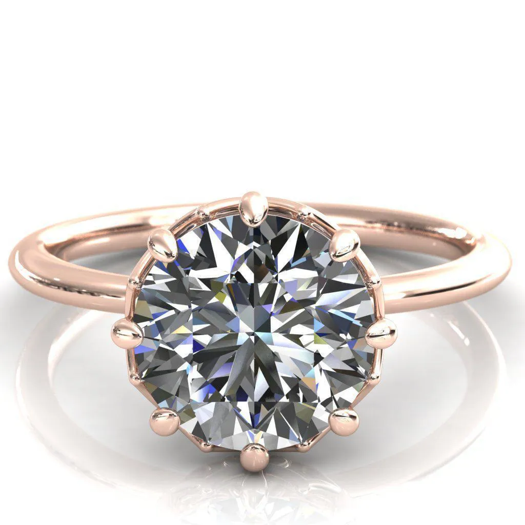 Sparkle of Falling Rain Drops Round Center Stone Engagement Ring