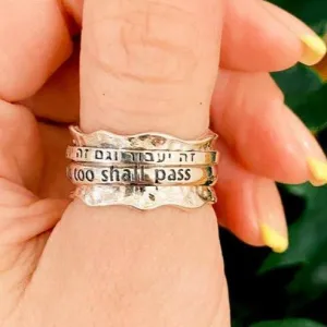 Spinner ring This Shall Pass Ring. Silver ring.