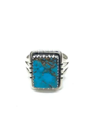 Square Navajo Turquoise Sterling Silver Ring