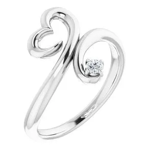 Sterling Silver .06 CTW Diamond Heart Ring