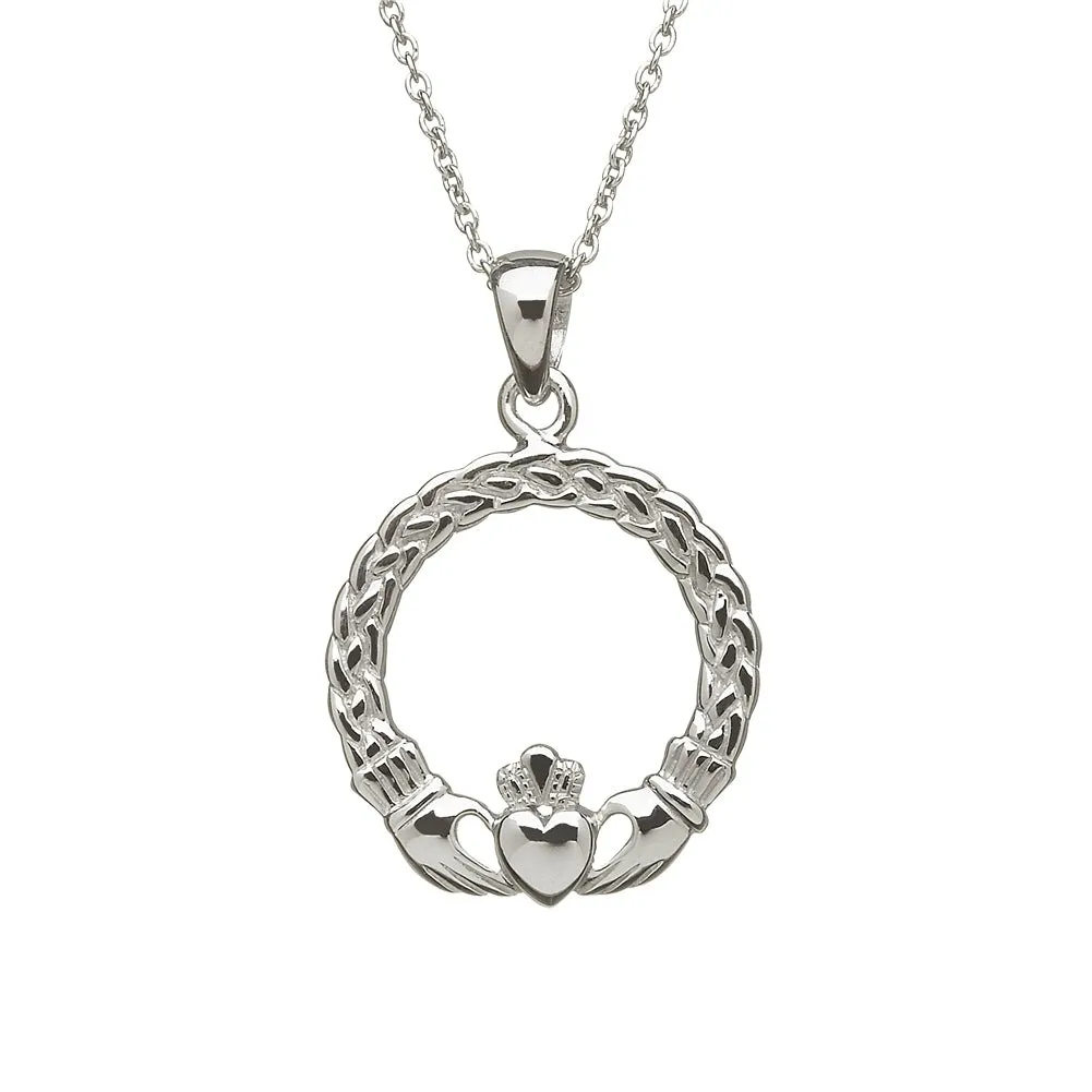 Sterling Silver Claddagh Pendant with Chain - ANU1085