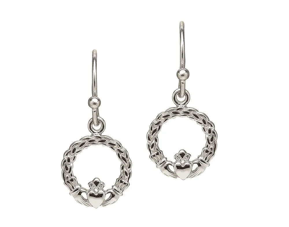 Sterling Silver Dainty Claddagh Drop Earrings - ANU2047