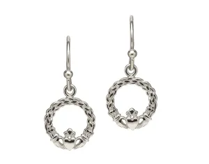 Sterling Silver Dainty Claddagh Drop Earrings - ANU2047