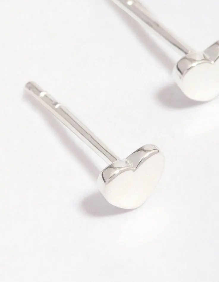 Sterling Silver Heart Stud Earrings