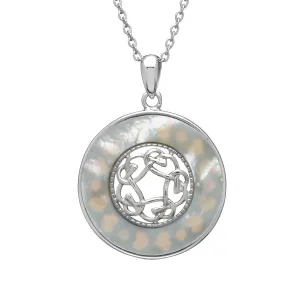 Sterling Silver Mother of Pearl Celtic Knot Pendant with Chain - ANU1183